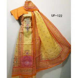 Unstitched Soft Cotton Salwar kameez For Women - Yellow Color