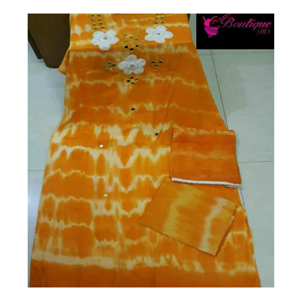 Unstitched Cotton Salwar kameez for women -Orange 