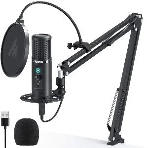 USB Microphone Zero Latency Monitoring MAONO AU-PM422 192KHZ/24BIT Professional Cardioid Condenser Mic with Touch Mute Button and Mic Gain Knob
