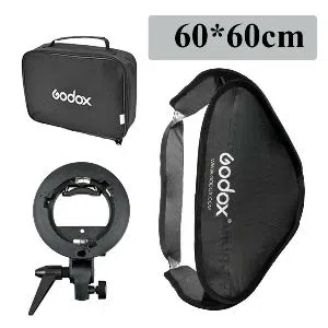 Godox 60x60cm Soft box Bag Kit for Camera Studio Flash fit Bowens Elinchrom Mount S Type Bracket