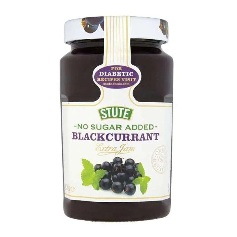 Stute Jam Blackcurrant Extra Jam (NO SUGAR ADDED) - 430g - UK