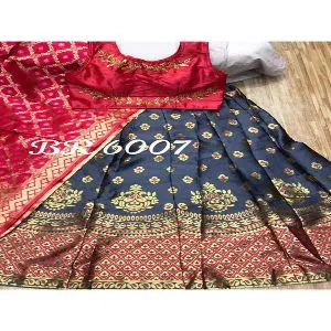 Indian Fashionable Smart Looking Brocade Weaving Silk Semi Stich Lehenga