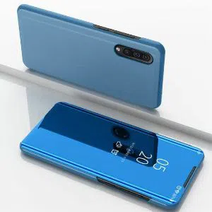 Huawei P30 - Clear View Luxury Mirror Leather Flip Cover - Blue