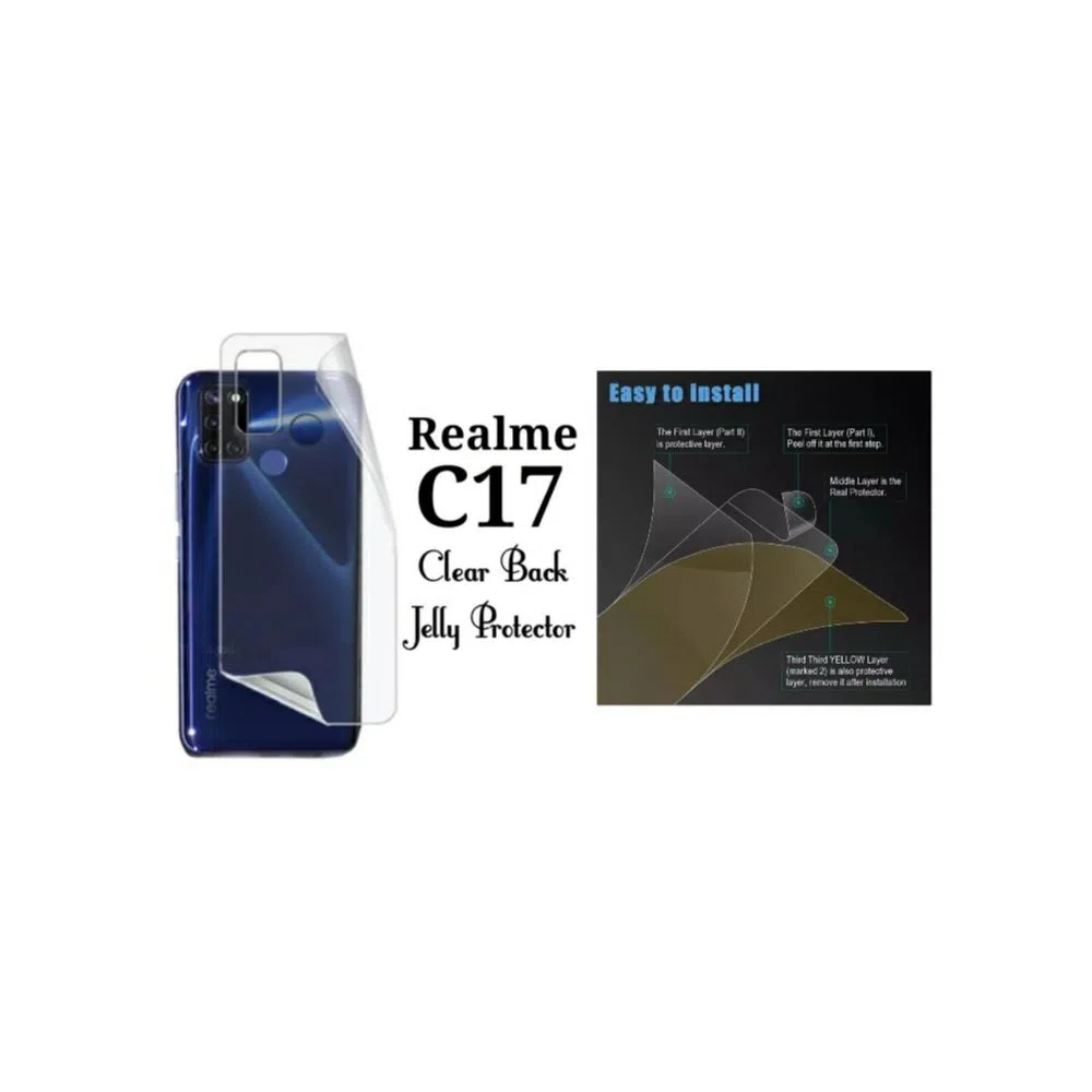 Realme C17 Transparent Back Protector Clear Back Poly-Transparent and Rubber