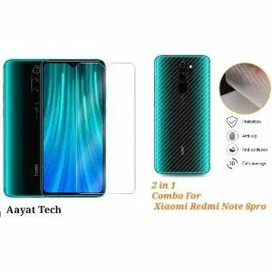 2 in 1 Combo 3D Carbon Fiber Sticker and 2.5D Glass Protector For Xiaomi Redmi Note 8 Pro