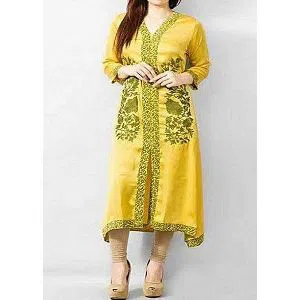 Unstitched Yellow Cotton Cotton Salwar Kameez