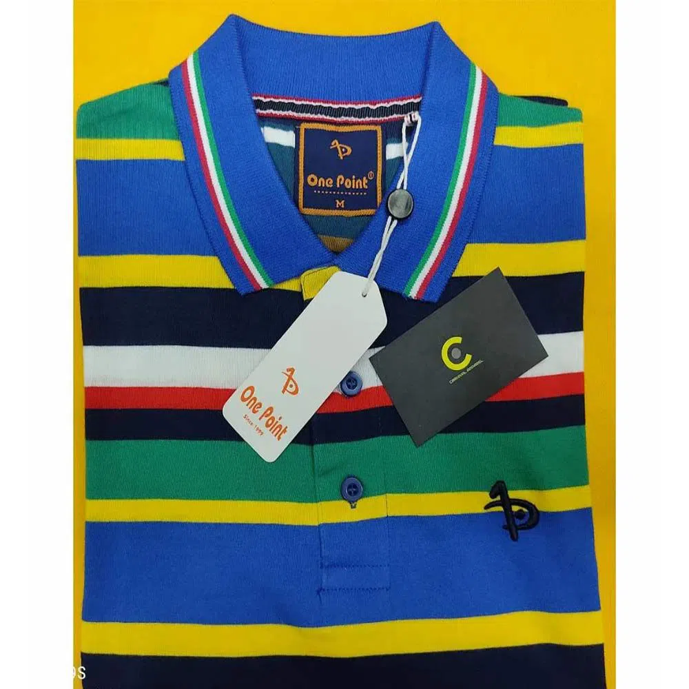 Cotton Half sleeve polo shirt For men -stripe 