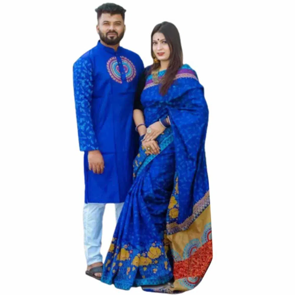 Dhupian Saree and Dhupian Biscos Mix Punjabi For couple 