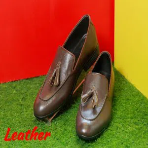 Leather Tassel Slip On Shoes