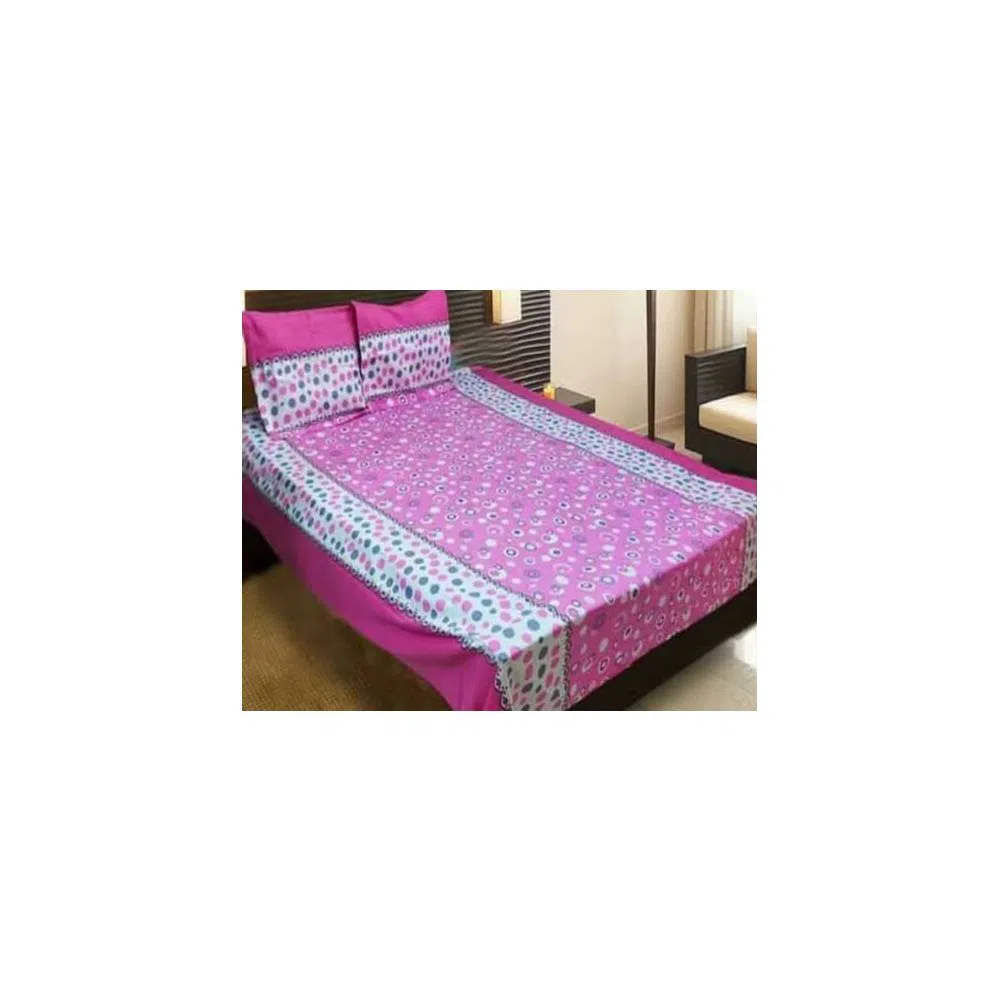 Cotton Double Size Bedsheet with 2 Pillow Cover