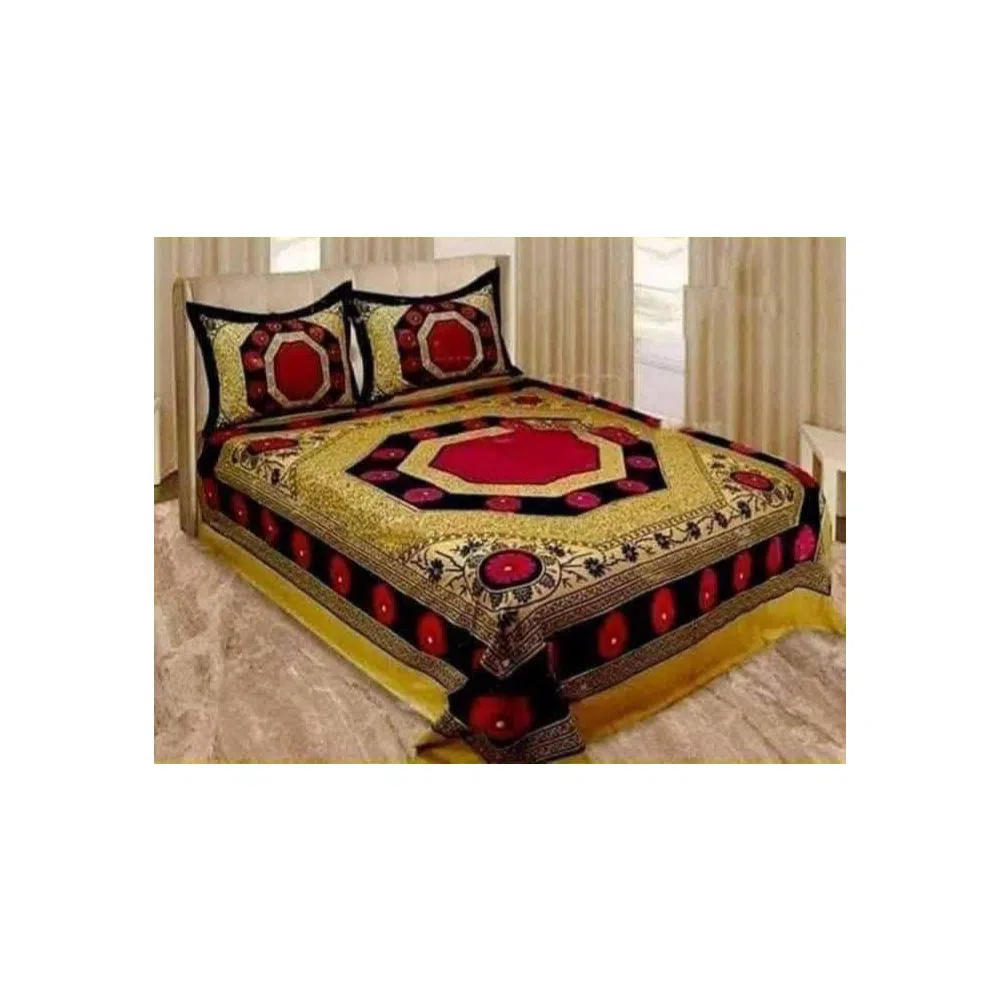 Cotton Double Size Bedsheet With 2 Pillow Cover
