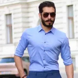 Light sky blue Cotton Long Sleeve Formal Shirt for Men