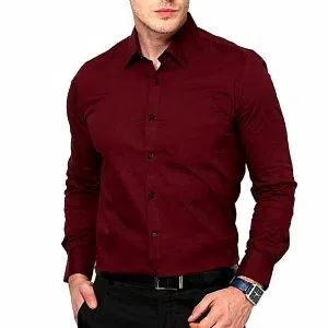  Caotton Long sleeve shirt for Solid Shirt For Men Maroon