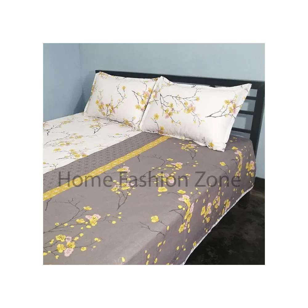 Cotton Bed Sheet With Pillow Cover-coffee 