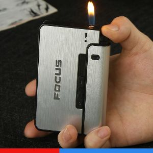 FOCUS Portable Metal Cigarette Holder Case Lighter