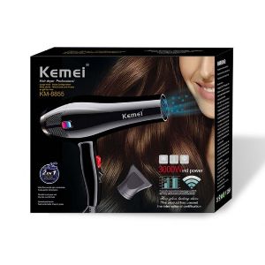 Kemei KM-8893 Rechargeable Hair Dryer - Black and Red 140