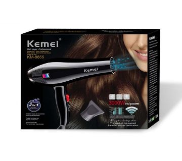 Kemei KM-8893 রিচার্জেবল হেয়ার ড্রায়ার - Black and Red 140