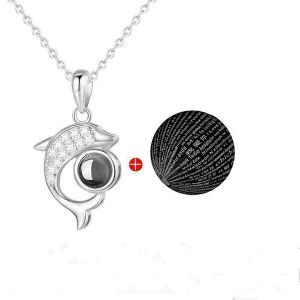 Popular Jewelry For Women Dolphin Projection Necklace For Lovers A Gift Confession Necklace Lover Gift Cute Pendant Necklace