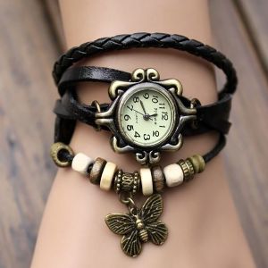 Black Artificial Leather Watch for Girls And Ladies - 3359