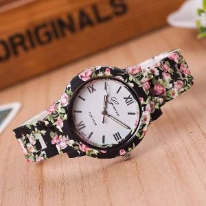 Womens Floral Print Ceramic Watch 3344