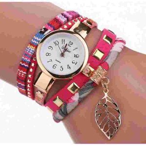 Ladies Bracelet Watch Leaf Fabric Retro Style Quartz Watch Duoya