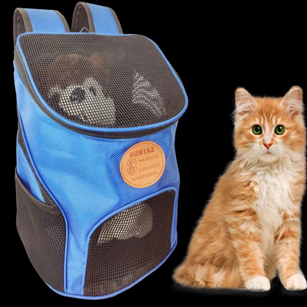 Pet Carrier Bag Pet Travel Outdoor Carry Cat Dog and Rabbit Backpack    , Blue