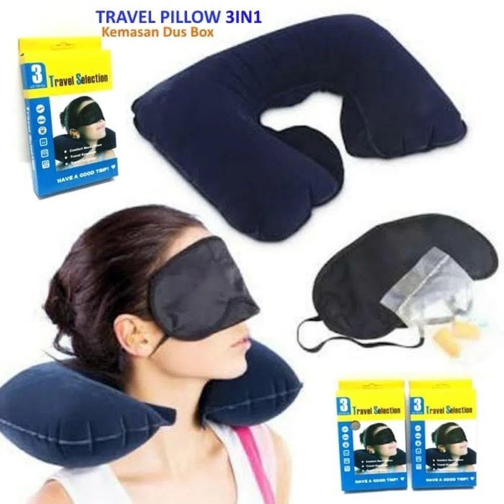 3 in 1 Travel Neck Pillow Set - multicolor