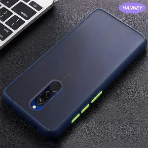 Xiaomi Redmi 8 Shockproof matte frosted and smoky transparent phone back Cover - Blue