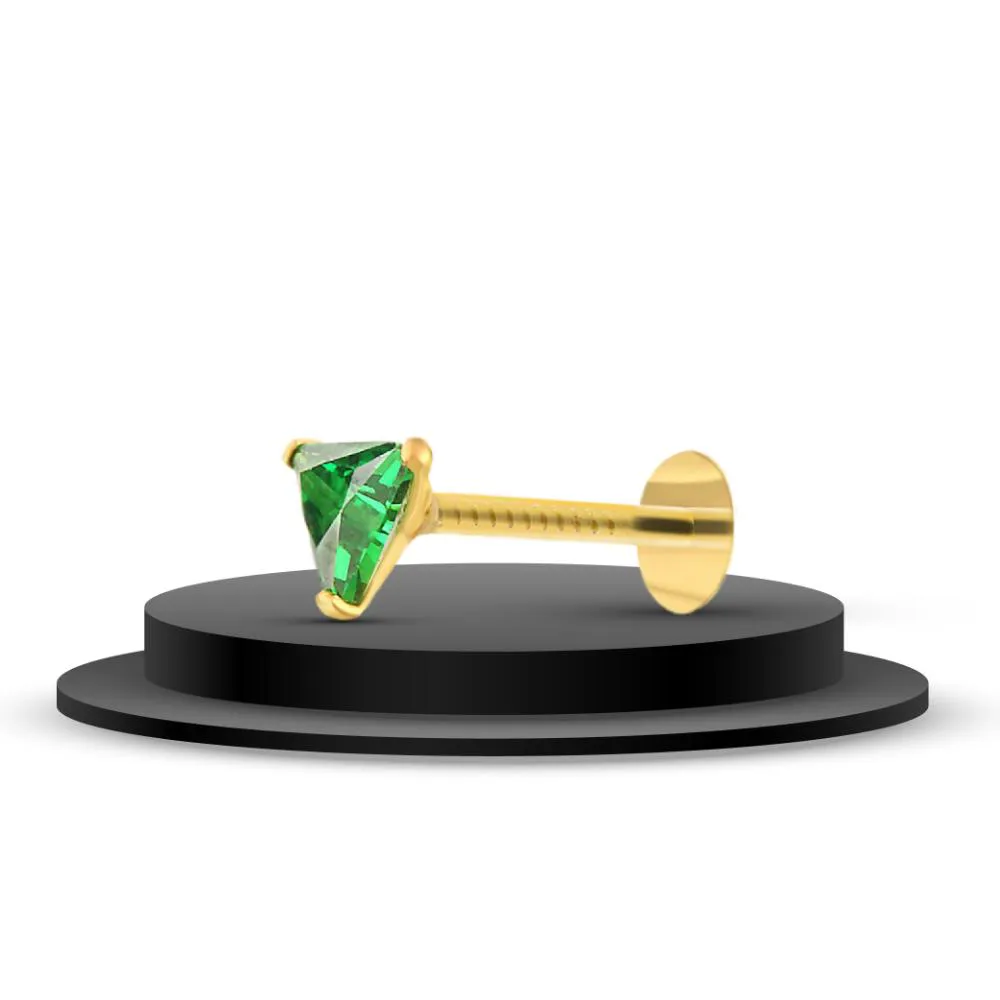 Triangle zirconia Green stone gold Plated nose pin