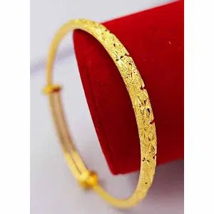 1 Piece Classical Smooth Gold Color Adjustable Bangles For Girls