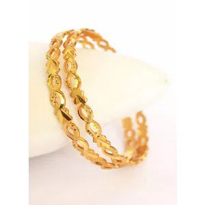 Beautiful gold plated bangle set of 2 with machine cut designs