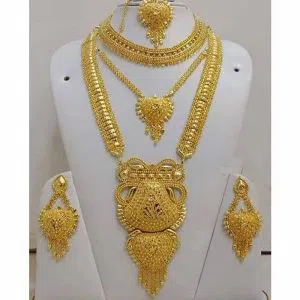 Gold-plated multicolor neckless set for women