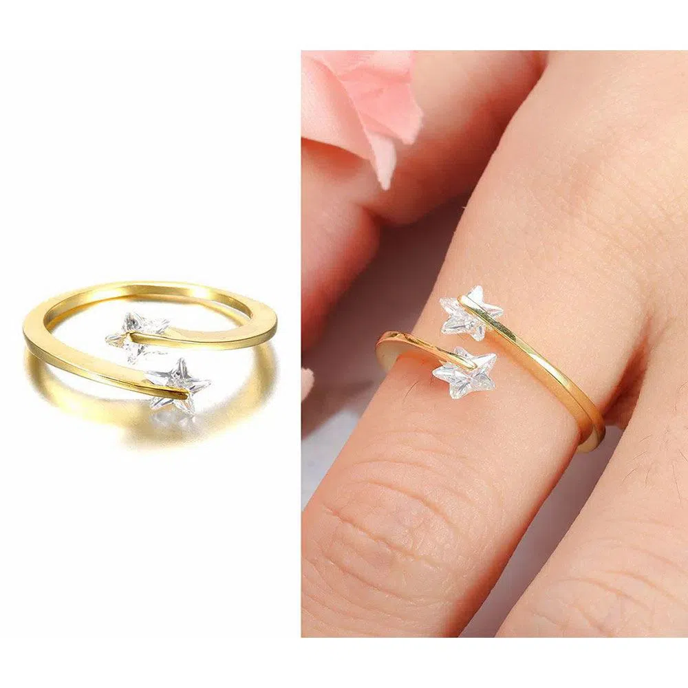 Elegant Diamond Cut Gold Plated Finger Ring