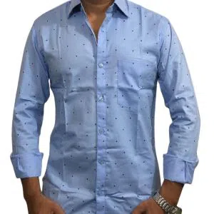 Full Sleeve Cotton Casual Shirt For Men RF43-sky blue 