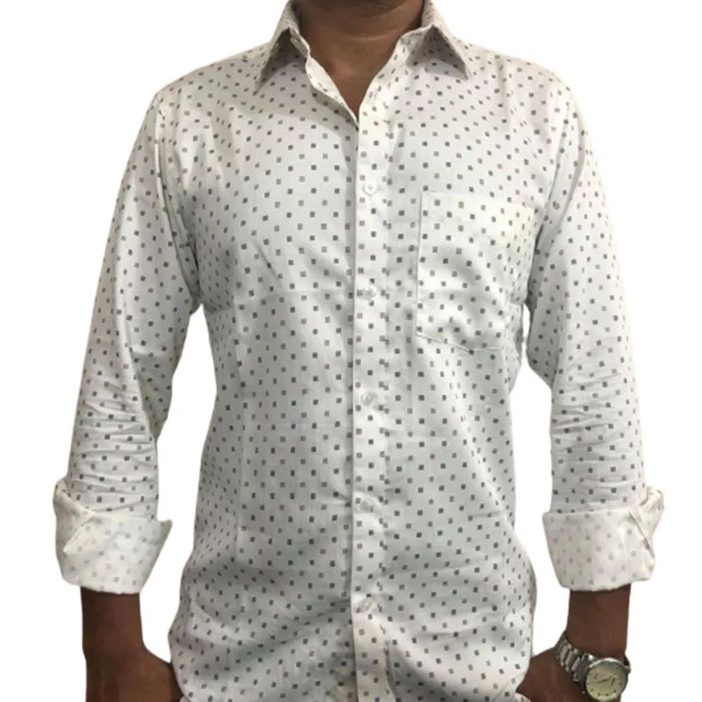 Full Sleeve Cotton Casual Shirt For Men RF73-white 