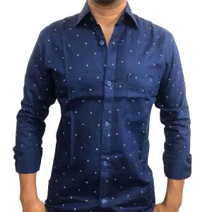 Full Sleeve Cotton Casual Shirt For Men RF45-Blue 