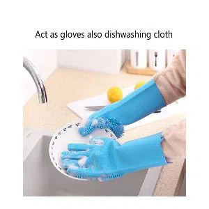 Silicon Dish Washing Kitchen Hand Gloves 2 PCS