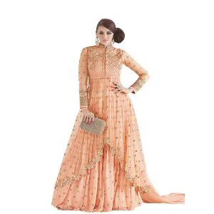 Embroidered Georgette Anarkali dress Three Piece Salwar Kameez Three Free Size - Party/Wedding Wear Suits for Women