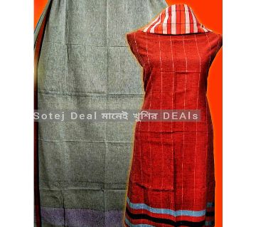 Handloom (Tat) Multi Colour Deshi Salwar Kameez With Orna Pyjama For Women Three-Piece Design Salwar Kameez Three Piece Free Size - Party/Wedding Wear