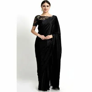 Italian Silk Saree for Women- Black