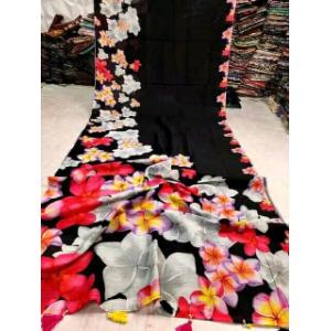 Indian Silk with Digital Print Saree without Blouse