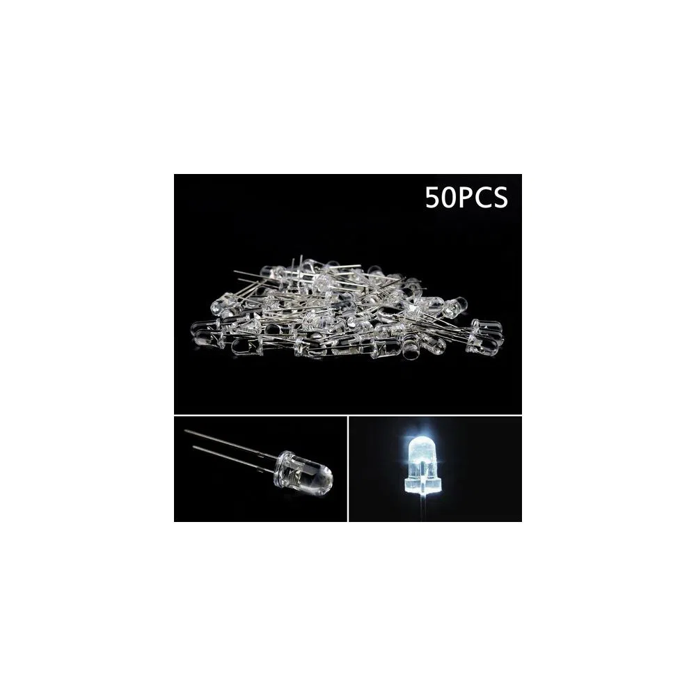 50 Pcs 5mm White LED Diode Light