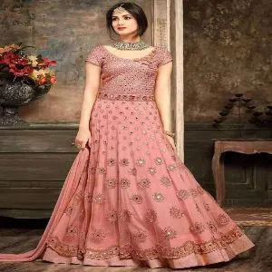 Georgette Heavy Embroidered Semi Stitched Anarkali Gown