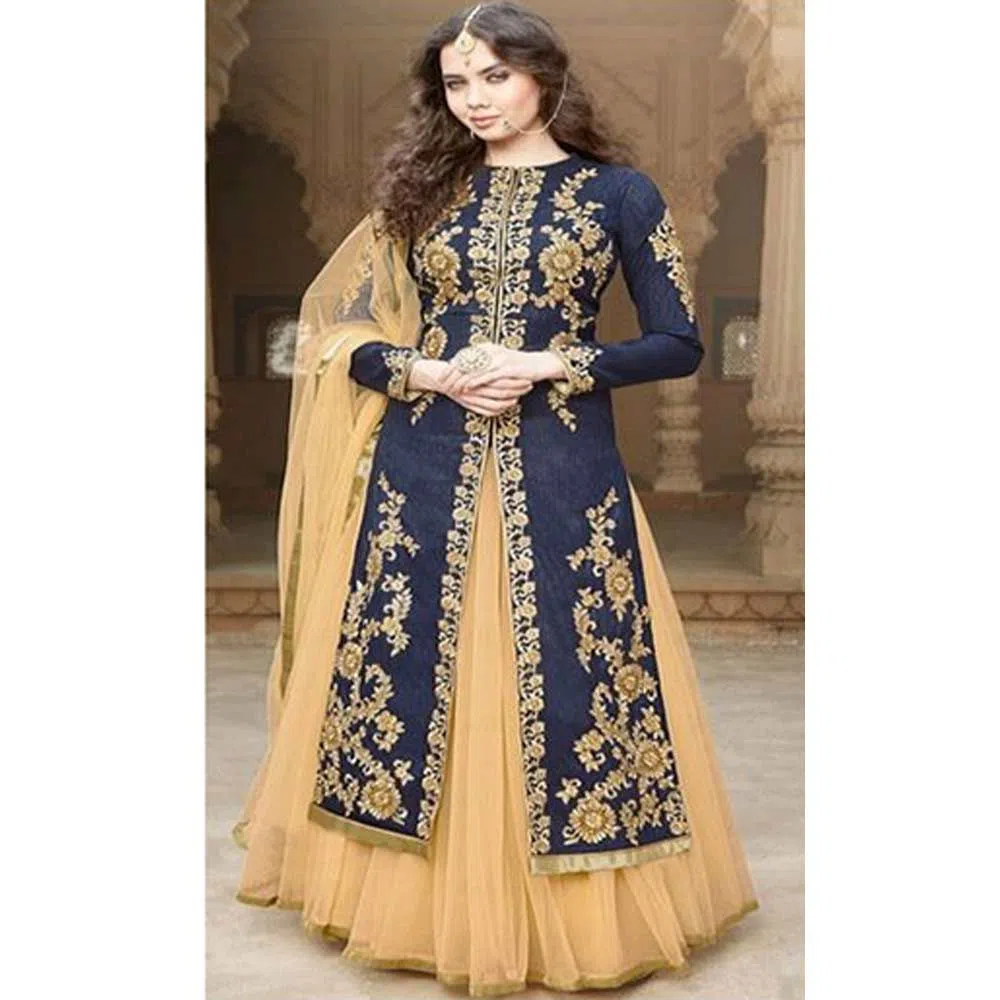 Georgette Heavy Embroidered Semi Stitched Anarkali Gown