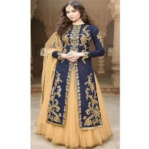Georgette Heavy Embroidered Semi Stitched Anarkali Gown