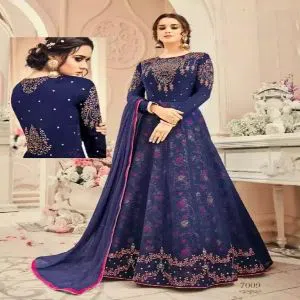 Georgette Heavy Embroidered Semi Stitched Anarkali Gown