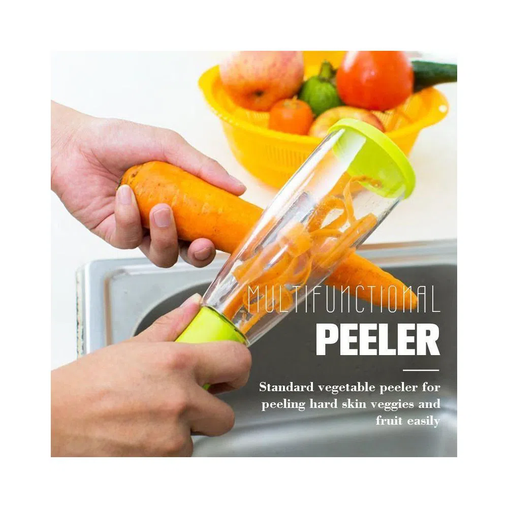Mintiml Storage Peeler with Trash Can, Fruit and Vegetable Peeler, Kitchen Accessories, Stainless Steel Sharp Fruit 