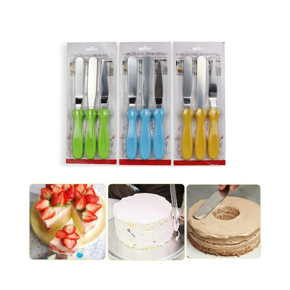 3 PCS Stainless Steel Butter Cake Cream Knife Spatula Baking Tool