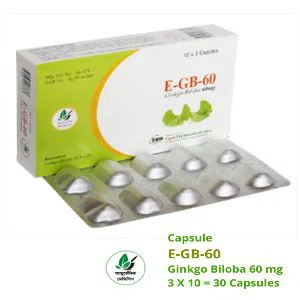 Capsule E-GB-60 (Ginkgo Biloba 60 mg), E-Bilo- 60, Ayurvedic Medicine for Anxiety, Ergon Medicine for depression
