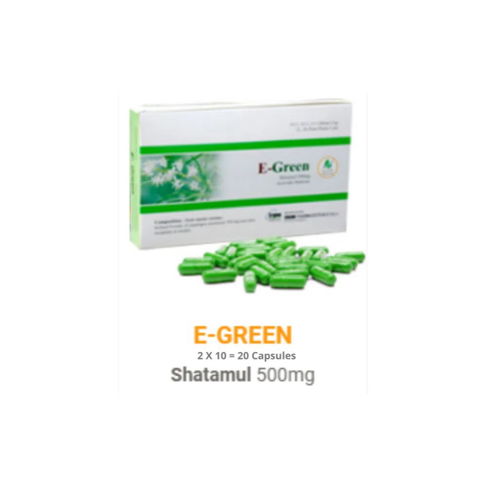 Capsule E-GREEN (Asparagus Racemosus 500 mg), Satamul Capsule, Satamuli -  20 Capsules (BD)